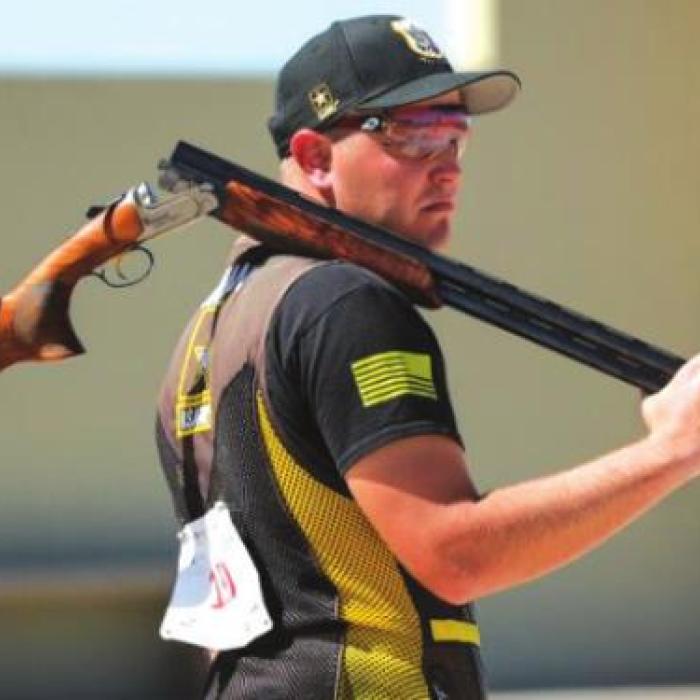 Phillip Jungman from Caldwell competes in men’s shooting sports.