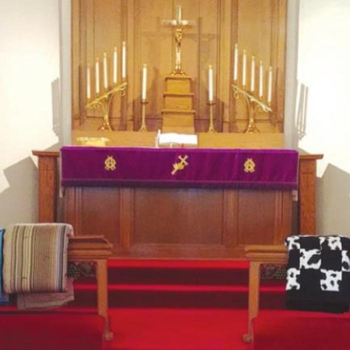 The quilts displayed at Holy Cross Lutheran Church.