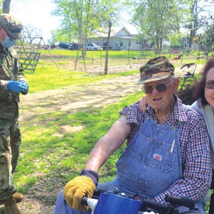 Leo Miller and his daughter Veronica Miller received COVID vaccines last Friday from one of the National Guard teams that delivered shots to the homebound. Photo by Andy Behlen