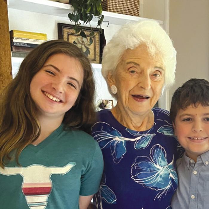 Caroline and Mitchell Cherry with their great-great-aunt Mavis Martin Houser.