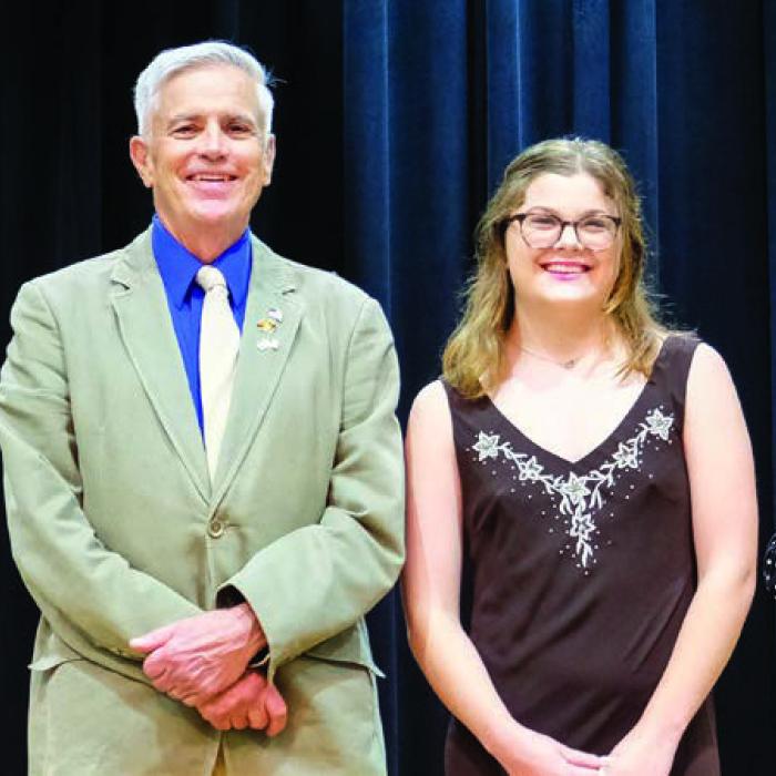 Lauren Bull (right) plans to attend the University of Texas at Austin. Her parents are Sara and Tom Bull. She selected Charles Griste (left) as her favorite teacher.