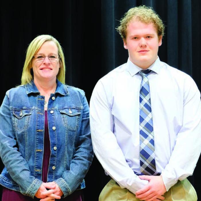 Garrett Harris (right) plans to study engineering at Texas A&amp;M University. His parents are Jerry and Melissa Harris. He picked Heather Muesse (left) as his favorite teacher.