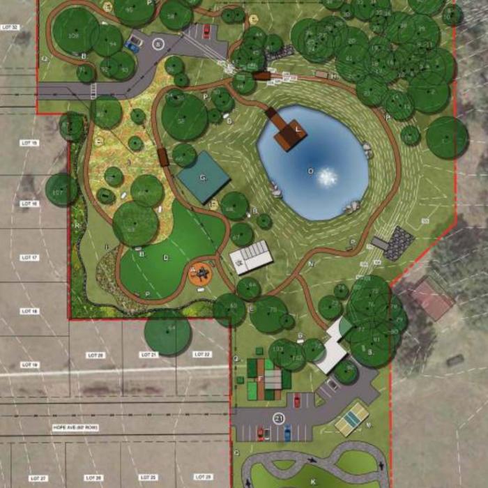 The proposed design of the new city park at Hope Hill.