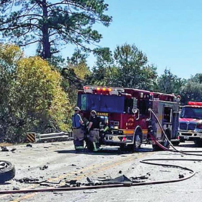 Fayette County EMS took this photo of the accident scene on US 77 near Rabbs Prairie Road Sunday.