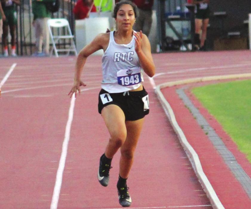 Round Top-Carmine’s Ilse Salinas is shown here running in the 200 meters at state. Photo by Jeff Wick