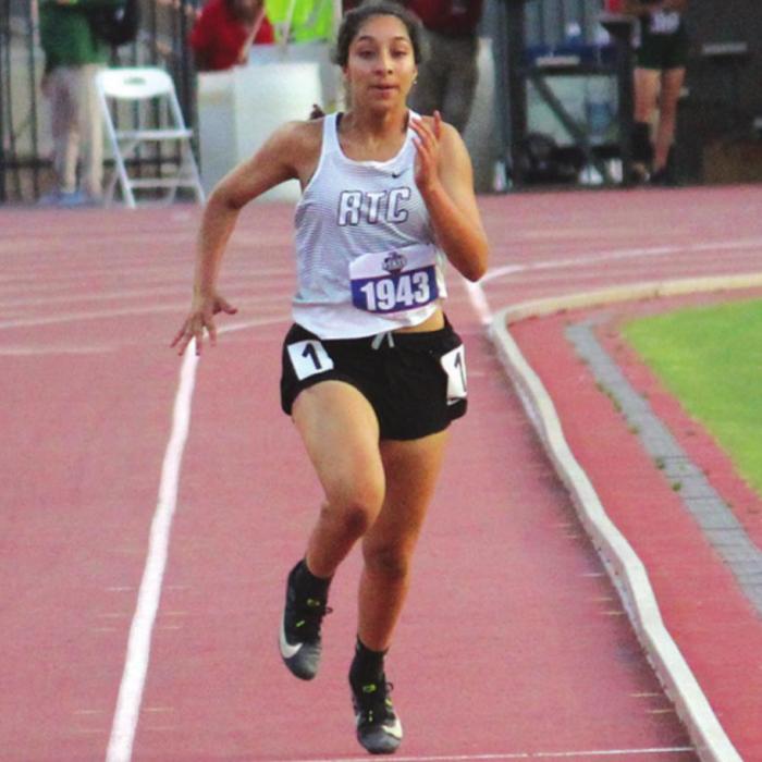 Round Top-Carmine’s Ilse Salinas is shown here running in the 200 meters at state. Photo by Jeff Wick