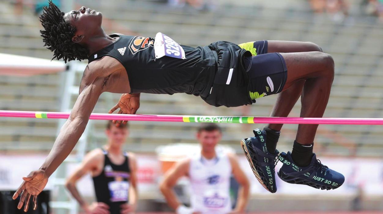 Schulenburg’s Keanu Anthony placed 9th at the state meet, clearing six feet. Photo by Scott Coleman