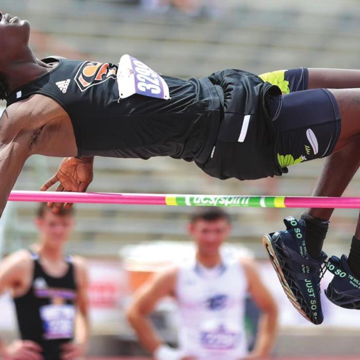 Schulenburg’s Keanu Anthony placed 9th at the state meet, clearing six feet. Photo by Scott Coleman