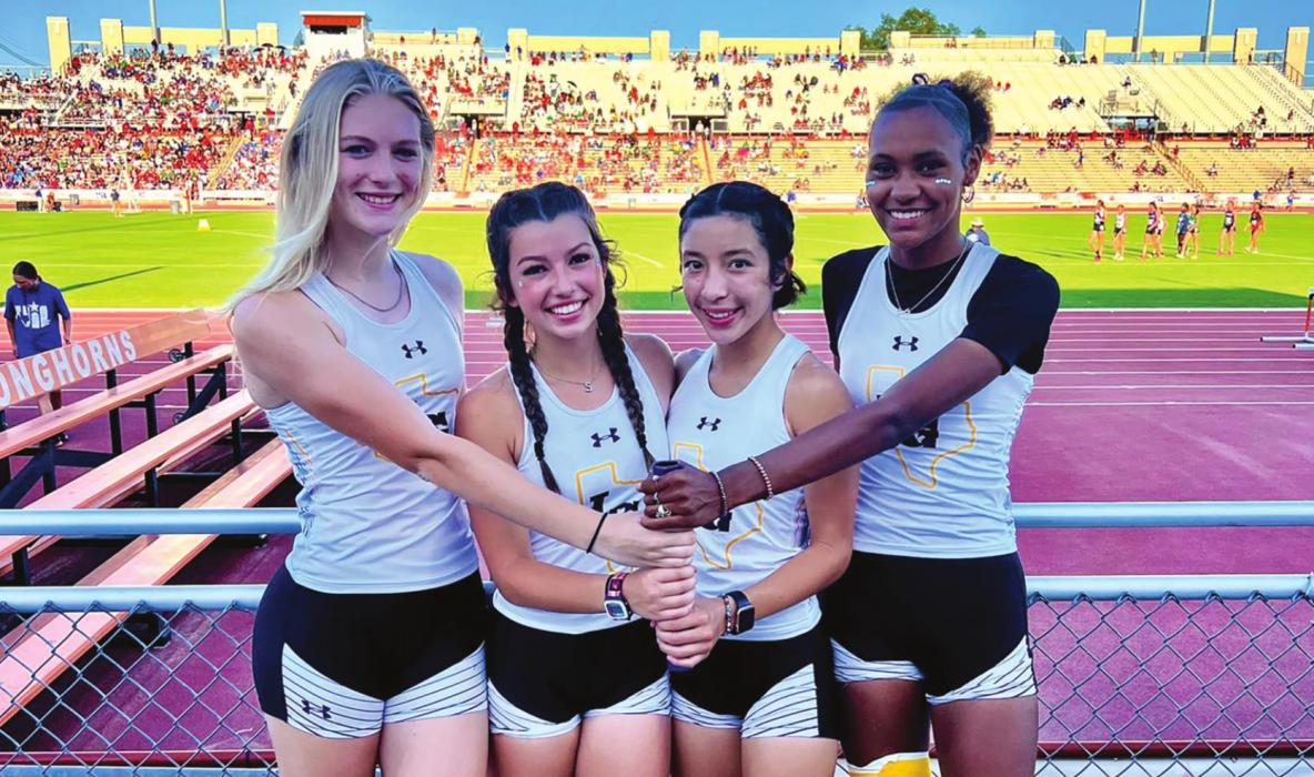 The La Grange 4x400 girls relay team placed sixth at the state track meet, running a personal best time time of 4:03.61, missing out on a state bronze medal by just 22-hundreths of a second. Left to right, the runners were Hailey Bass, Sophia Gardiner, Landri Hernandez and Aysia Grant.