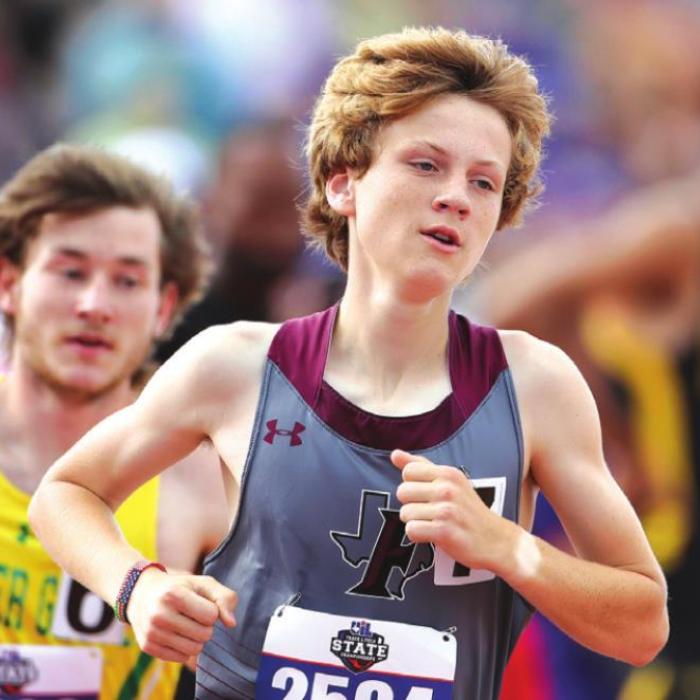 Fayetteville’s Cole Fenhaus was sixth in the 1A boys 3200 meter with a time of 11:27.73 Photo by Scott Coleman