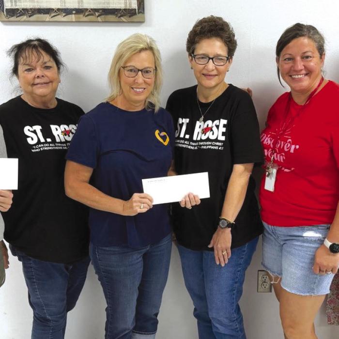St. Rose Catholic School Teacher Grant from left: Madalynn Schneider; Doris Bujnoch; Shelly Langhamer; Pamela Vrazel; Lindsay Schiffli; Melanie Ramirez, SFF Program Director.