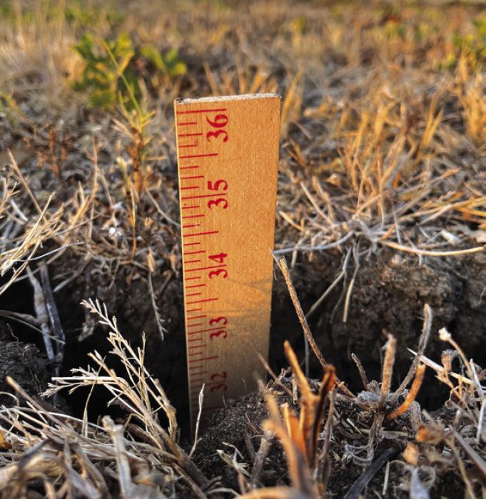 How dry is it in Holman? Cracks in the ground have gotten so deep it takes a yard stick to get to the bottom. Photo courtesy of Elaine Thomas