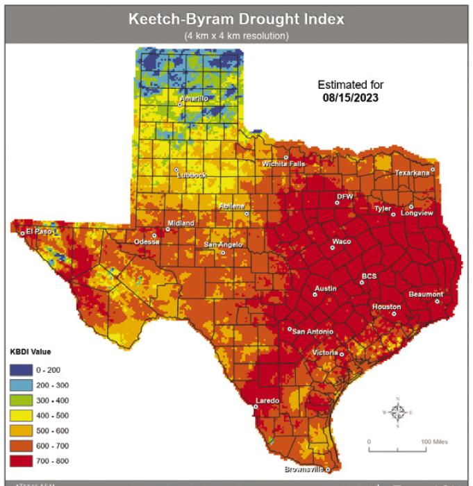 Fayette County ranks among the driest counties in the state according to the Keetch-Byram Drought Index (KDBI).
