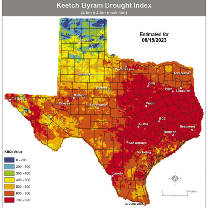 Fayette County ranks among the driest counties in the state according to the Keetch-Byram Drought Index (KDBI).