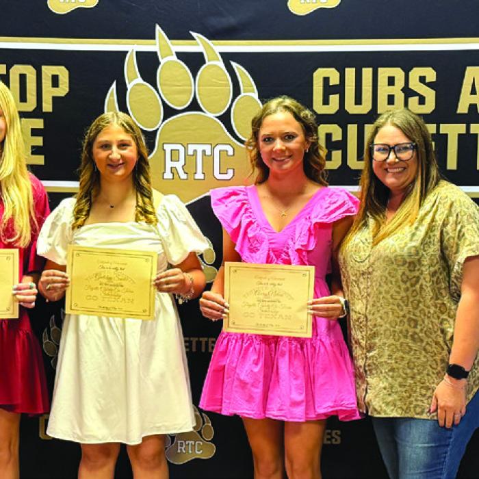 Round Top Carmine ISD- Avery Nelius, Jessica Rohde, Gretchen Sacks. FCAGT Representative-Morgan Limmer