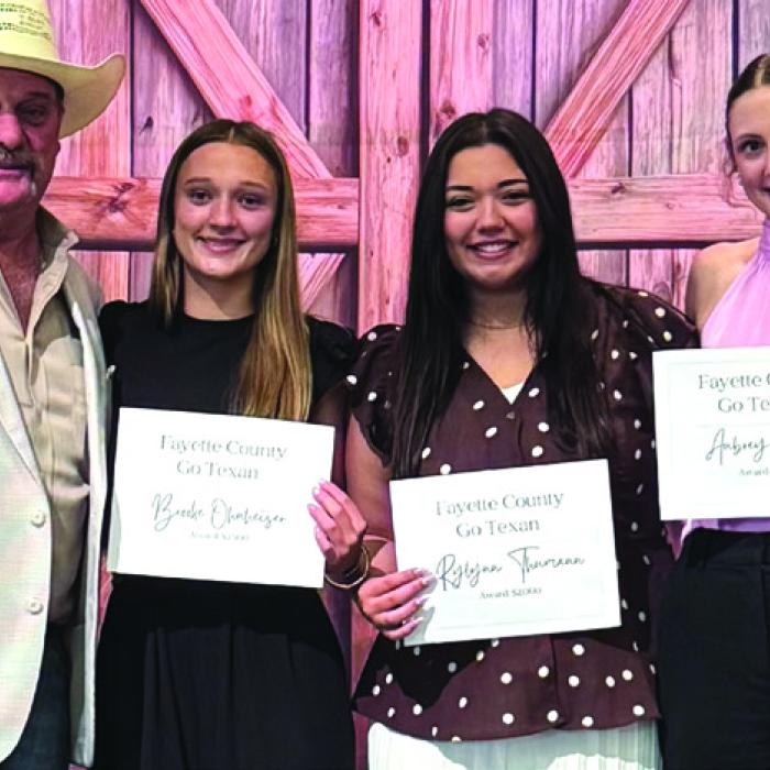 Weimar ISD – Aubrey Breska, Brooke Ohnheiser, Rylynn Thumann. FCAGT Representative – Gary Kainer