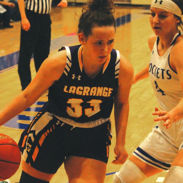 Megan Brothers drives to the basket for part of her game-high 31-points Tuesday in the Lady Leps’ playoff victory over Waco Robison. Photo by Jeff Wick
