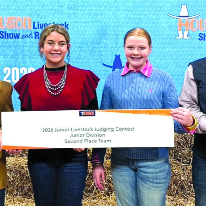 Reserve Champion Team: Tate Fritsch, Adalyn Carrales, Kaisley Janecka, and Abraham McBride.