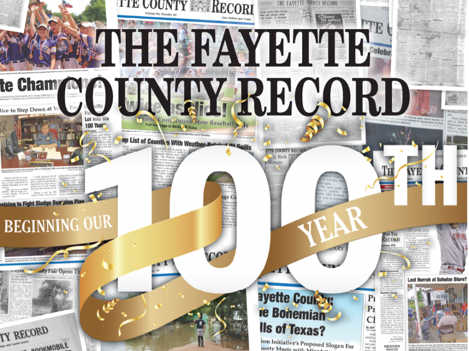 The cover of the Fayette County Record's 100th Anniversary Special Section