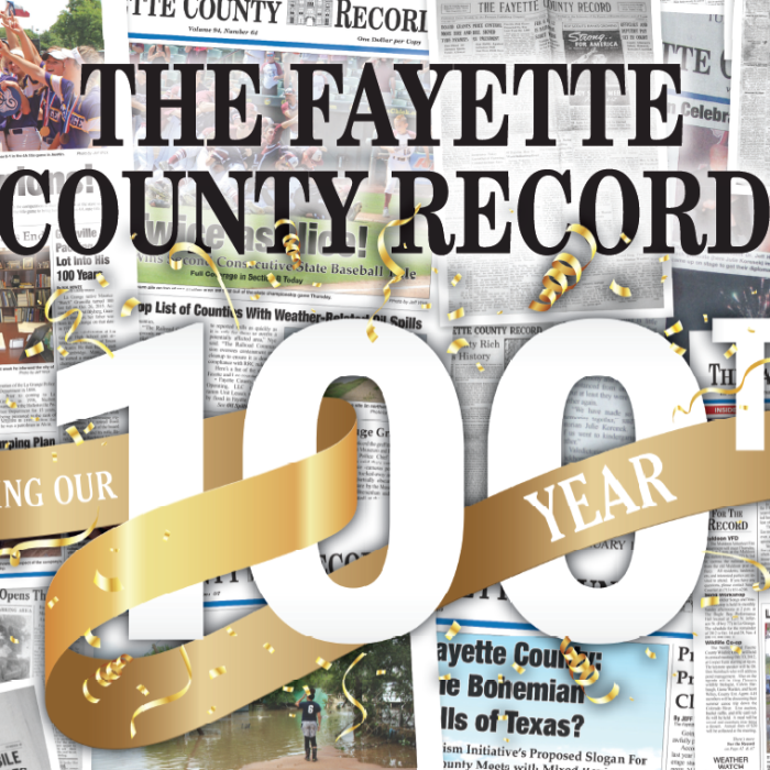 The cover of the Fayette County Record's 100th Anniversary Special Section