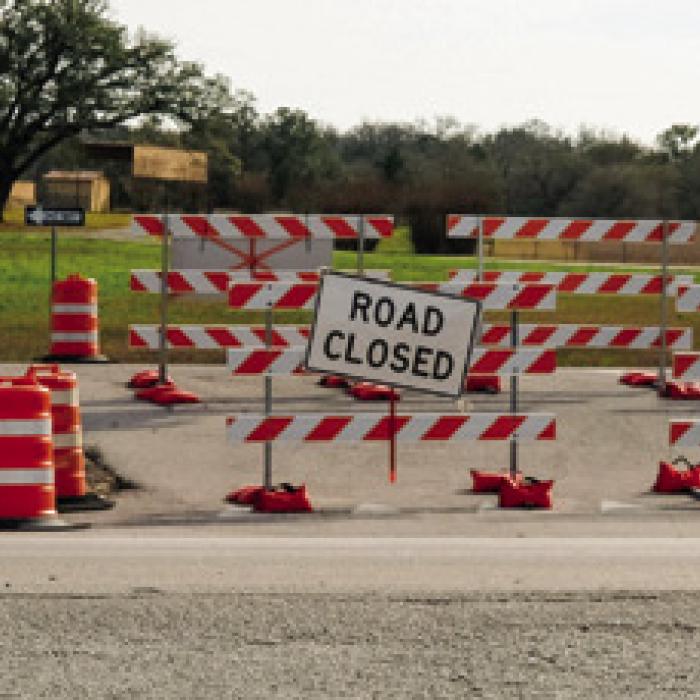 Here’s a photo of that closed intersection in Plum.