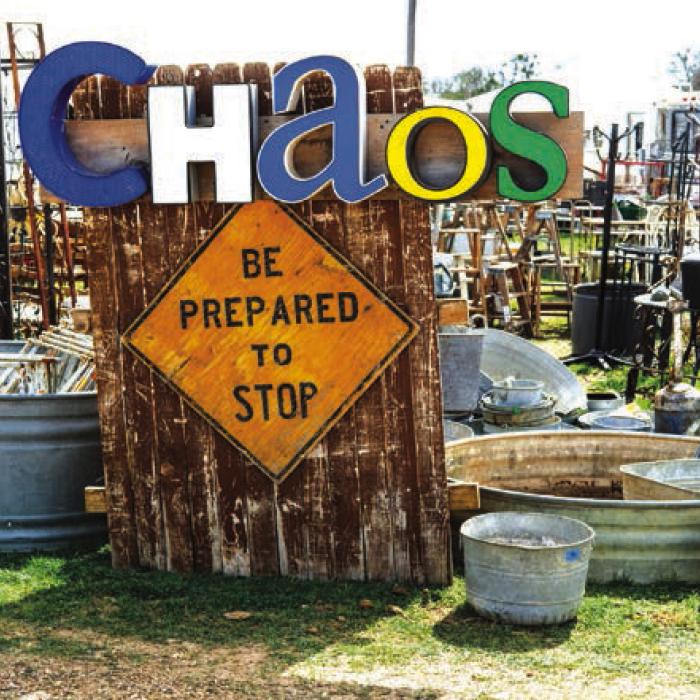 An accurate sign in the middle of all the antiques activity in Bar W Field in Warrenton. Photo by Andy Behlen