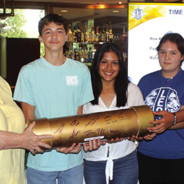 LEO Club Students Give Time Capsule to Archives