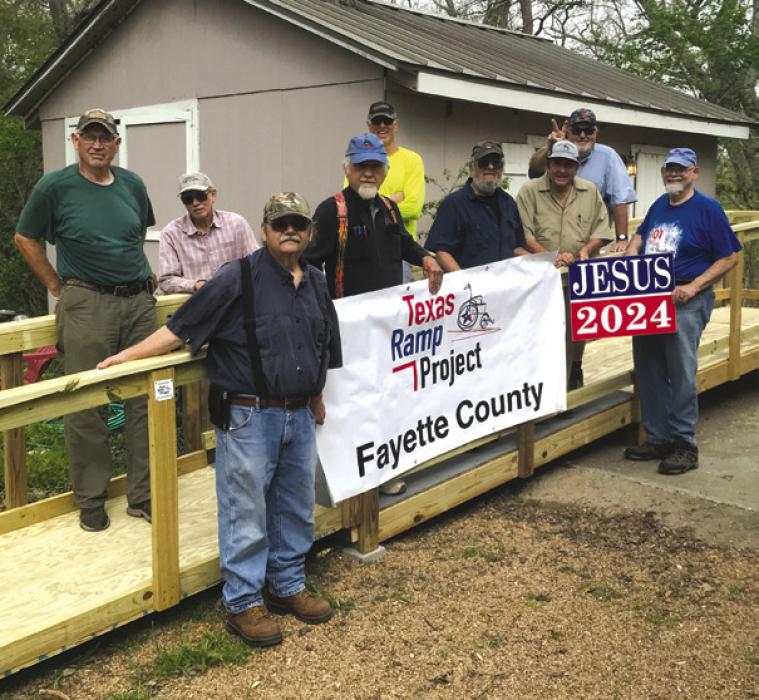 On March 7, Fayette County Texas Ramp Project volunteers built this 38 ft. ramp on Belota-Walla Road in Plum.
