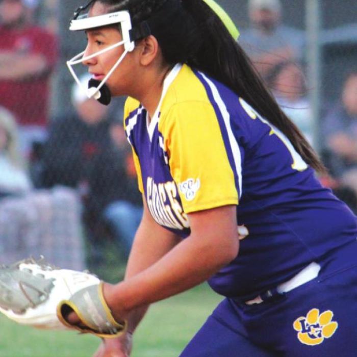 Right: La Grange pitcher Marissa Gonzales in action Tuesday. Photo by Jeff Wick