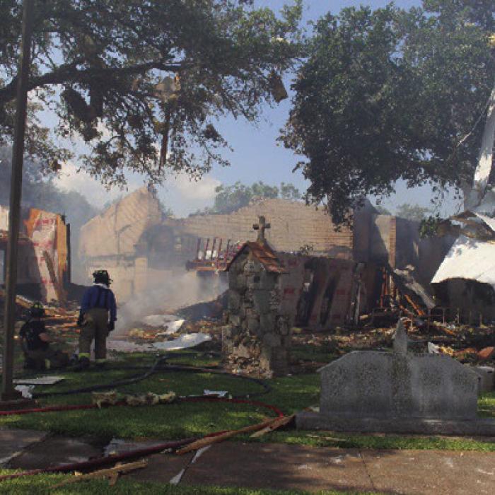 An image taken by the State Fire Marshal’s investigators shows the aftermath of the church explosion.