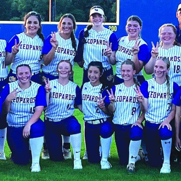 The members of the La Grange varsity softball team pose Thursday in Rice after their 23-0 victory over Houston Wheatley in the opening round of the 4A playoffs. The Lady Leps now advance to face Salado in the second round. Details of that match-up were not finalized as of press time. Photo courtesy of Megan Cooper