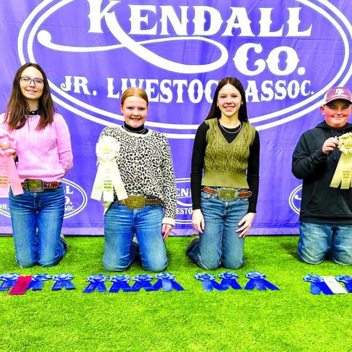 Champion Intermediate Team: Tatum Fritsch, Kaisley Janecka, Alexis Berckenhoff, and Abraham McBride.