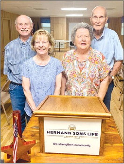 Joann and Ray Ullrich and Jocie and Floyd Braun, members of Round Top Hermann Sons Life Lodge 151, who celebrated anniversaries in August.