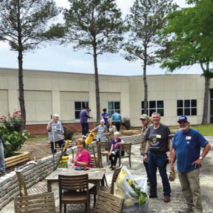 La Grange Garden Club members along with several other community volunteers held a workday at the La Grange hospital’s Healing Garden.