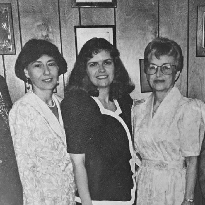 The Barton Family posed for this photo at the newspaper office several years ago – left to right , the late Dickie Barton and his wife Nonnie, current publisher Regina Keilers, and her parents, the late Nelda and Dick Barton.