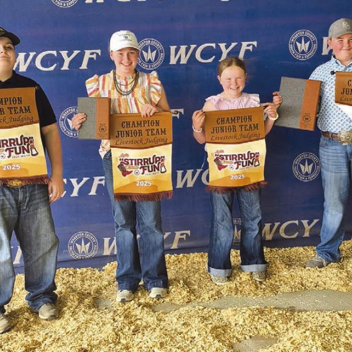 Champion Junior Team: Rilan Karisch, Julia Melton, Abigale McBride, and Abraham McBride.