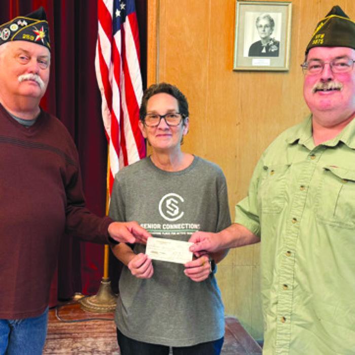 Stephanie Shroyer, Senior Connections Program Director, received a very nice donation from the VFW in Weimar thanks to Tim Leihardt and Ray Adams.