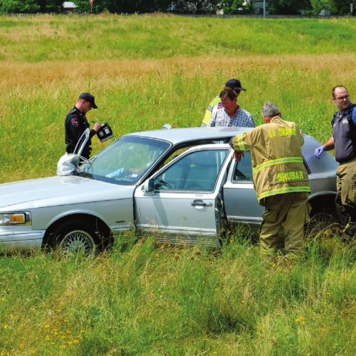 A woman from Fayetteville suffered non-life threatening injuries in a wreck near the corner of SH 71 and Von Minden Road in La Grange Tuesday morning, May 5. Photo by Andy Behlen