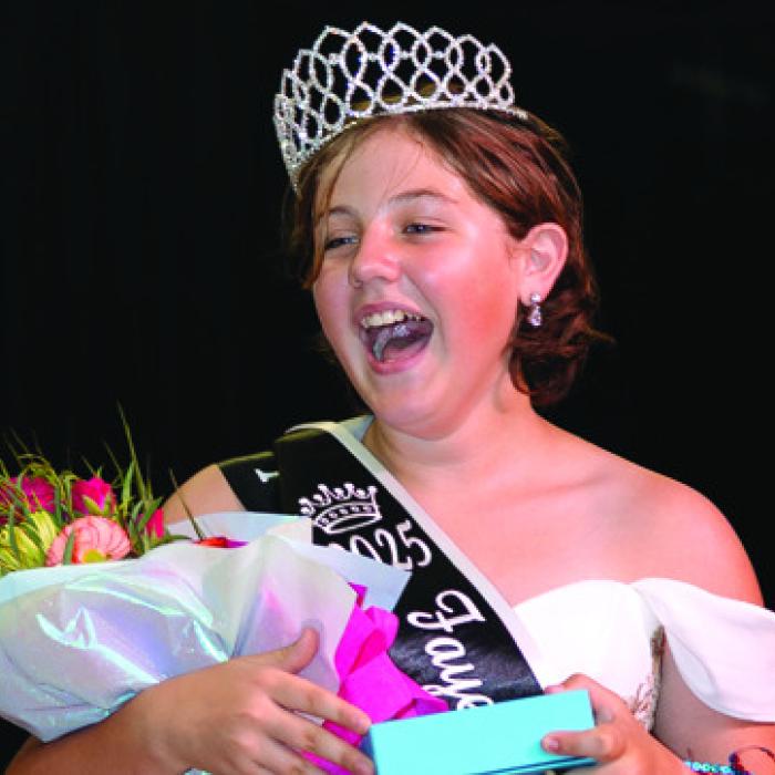 Anabelle Zwahr, Jr Miss Fayette County, reacts after she was announced the winner. Photo by Grace-Anne Matocha