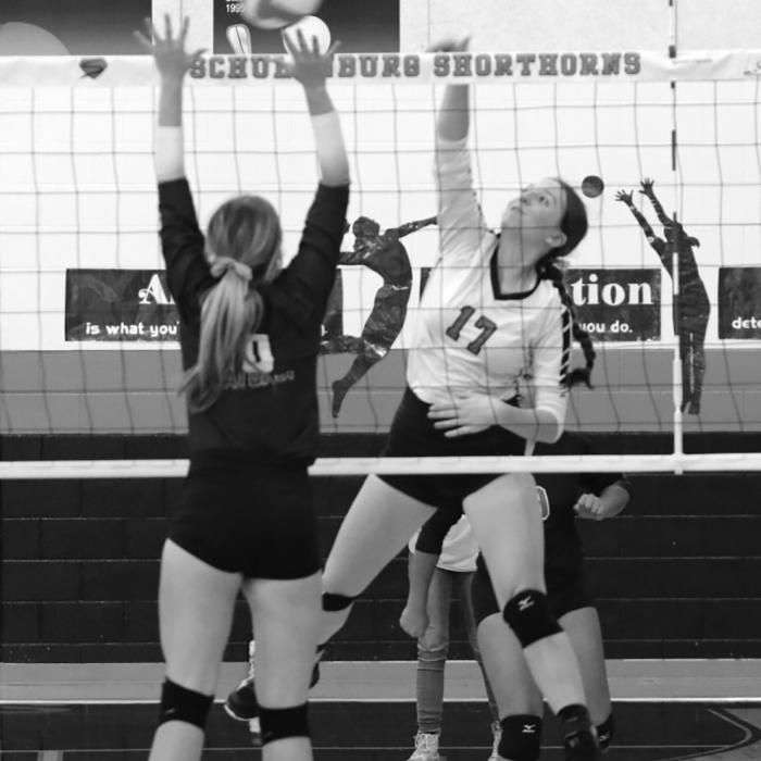 Schulenburg’s Mackenzie Kunschick spikes a ball in Friday’s victory over Flatonia. Photo by Audrey Kristynik
