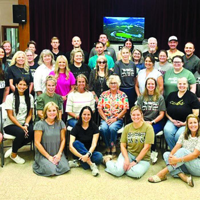 The RT-C ISD faculty and staff at the Teacher Appreciation Breakfast at Bethlehem Lutheran Church on Aug. 17.
