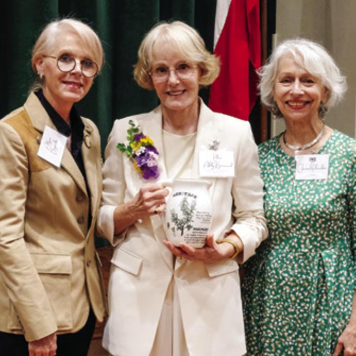 TWL presented an award to the late Mary Bristow Willeford for heritage. Accepting the award was Willeford’s niece Ellen Ashby Kennard. Pictured (from left) are presenter Dr. Allyson Borgstedte, Kennard and TWL co-president Janis Richardson.