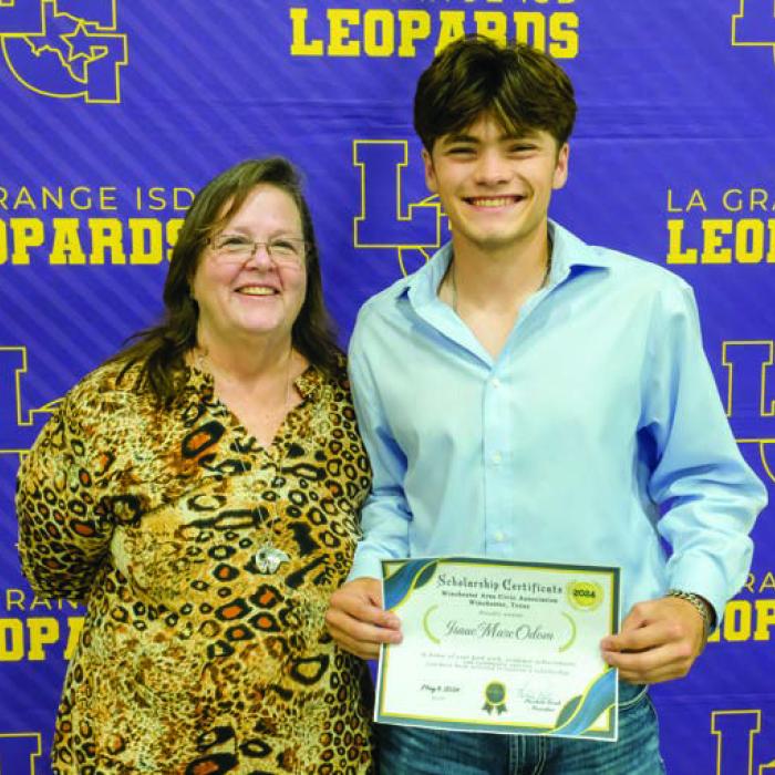 The Winchester Area Civic Association 2024 Scholarship went to Isaac Odom and Brazos Vick (not pictured). The presenter was Michelle Weth.