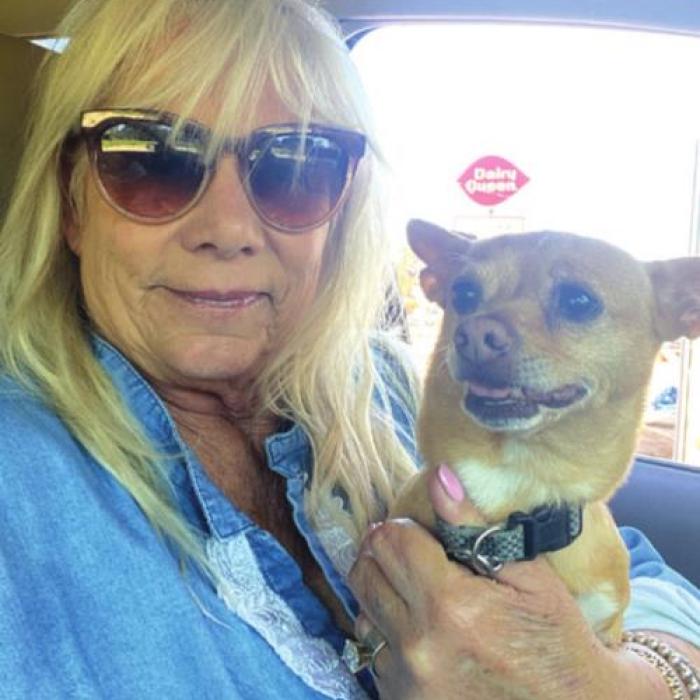 This photo shows Stew D. Baker with his owner Deb Dahlberg-Rowland.