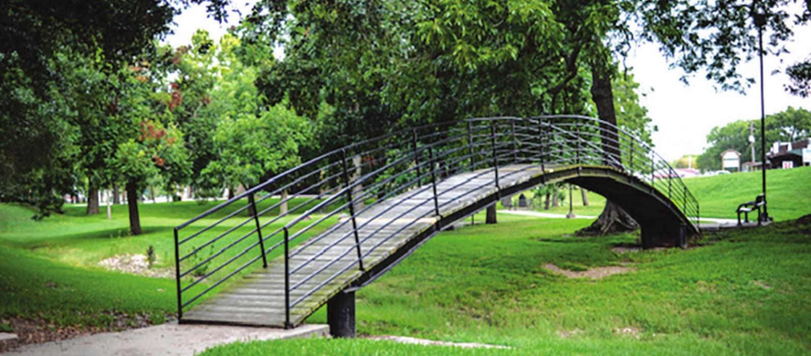 The beautiful bridge at Carmine’s Muehlbrad-Albers City Park.