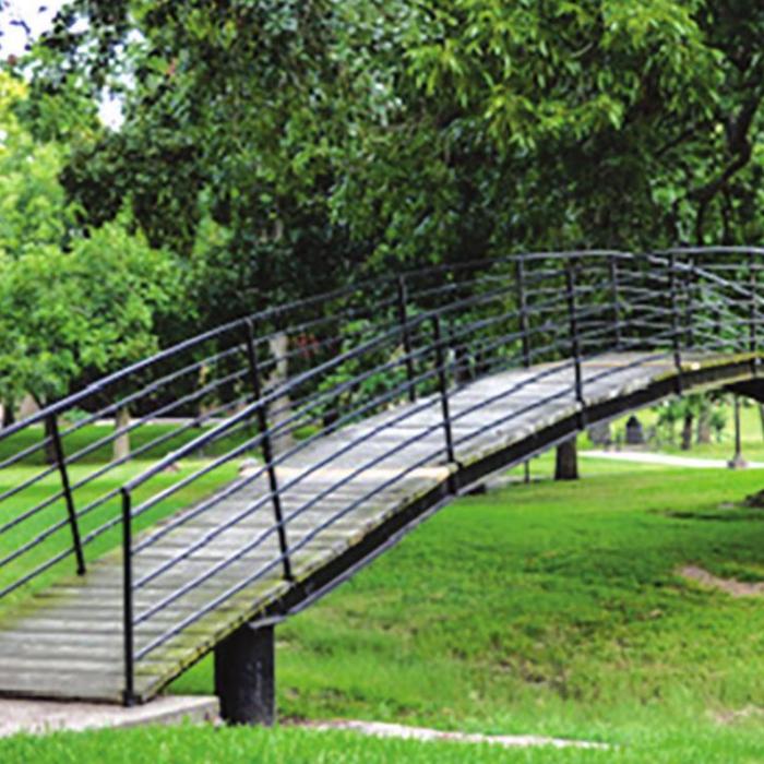 The beautiful bridge at Carmine’s Muehlbrad-Albers City Park.