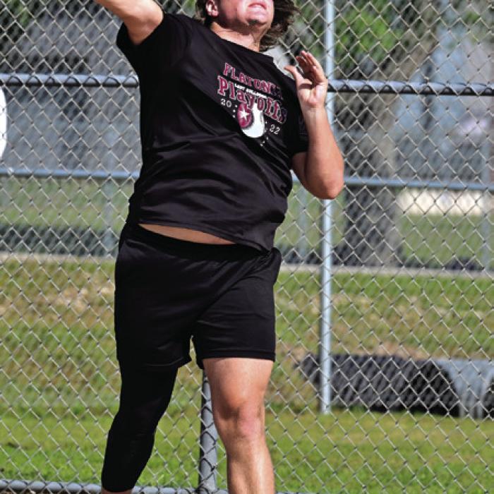 Flatonia’s Zachary Charnaza won the shot put and the discus at the area meet. Photos by Stephanie Steinhauser