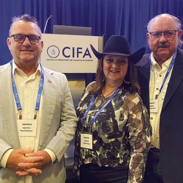 Representatives from Ellinger Sewer and Water Corporation (ESWC) traveled to Washington, D.C. last week, where the EPA presented them with an award for their recent water plant upgrades. Pictured are (from left) ESWC Secretary Michael Schlabach, Director Paula Urban and President Greg Hunger.