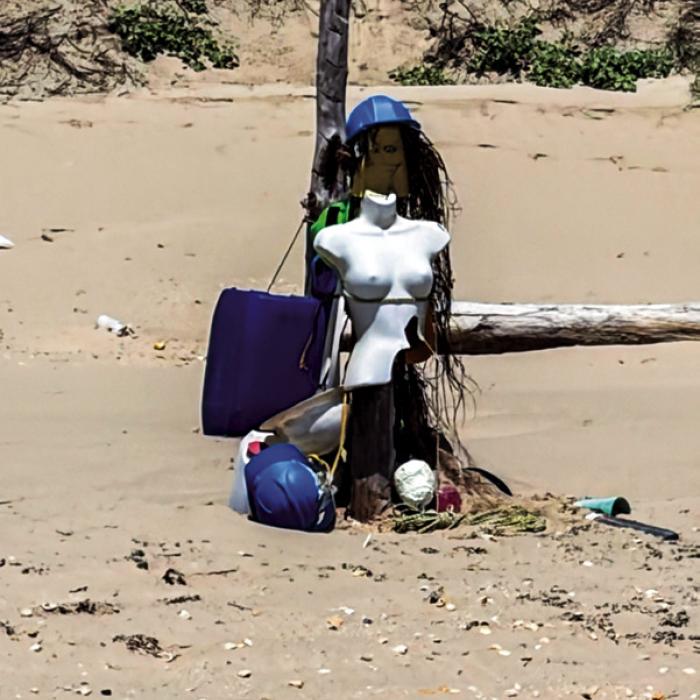We spotted this strange piece of beach art on our way down the Padre Island. Photo by Janessa Behlen