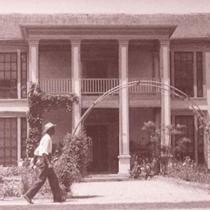 Moose’s fraternal grandparents, William and Hedwig Mennike, lived in a large two-story house on South Main in La Grange that was sold and torn down in the 1950s. Richard and Molly Cernosek used the lumber to frame their first house on Ella Lane. The pedestrian is not identified. Street view of Mennike home shot in 1950 is courtesy of the Fayette Heritage Museum and Archives.